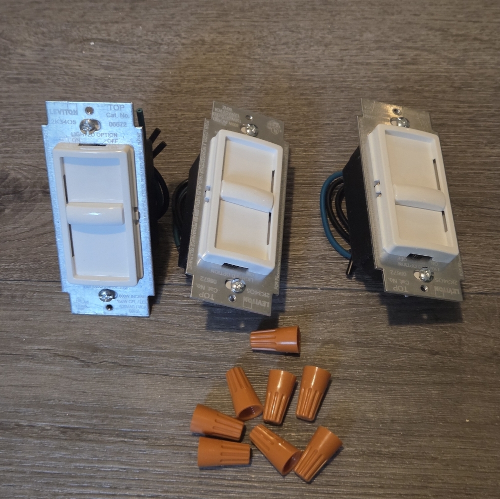Leviton SureSlide Slide Dimmer 6672-3PW - 3 Count, White 150-Watt LED/CFL